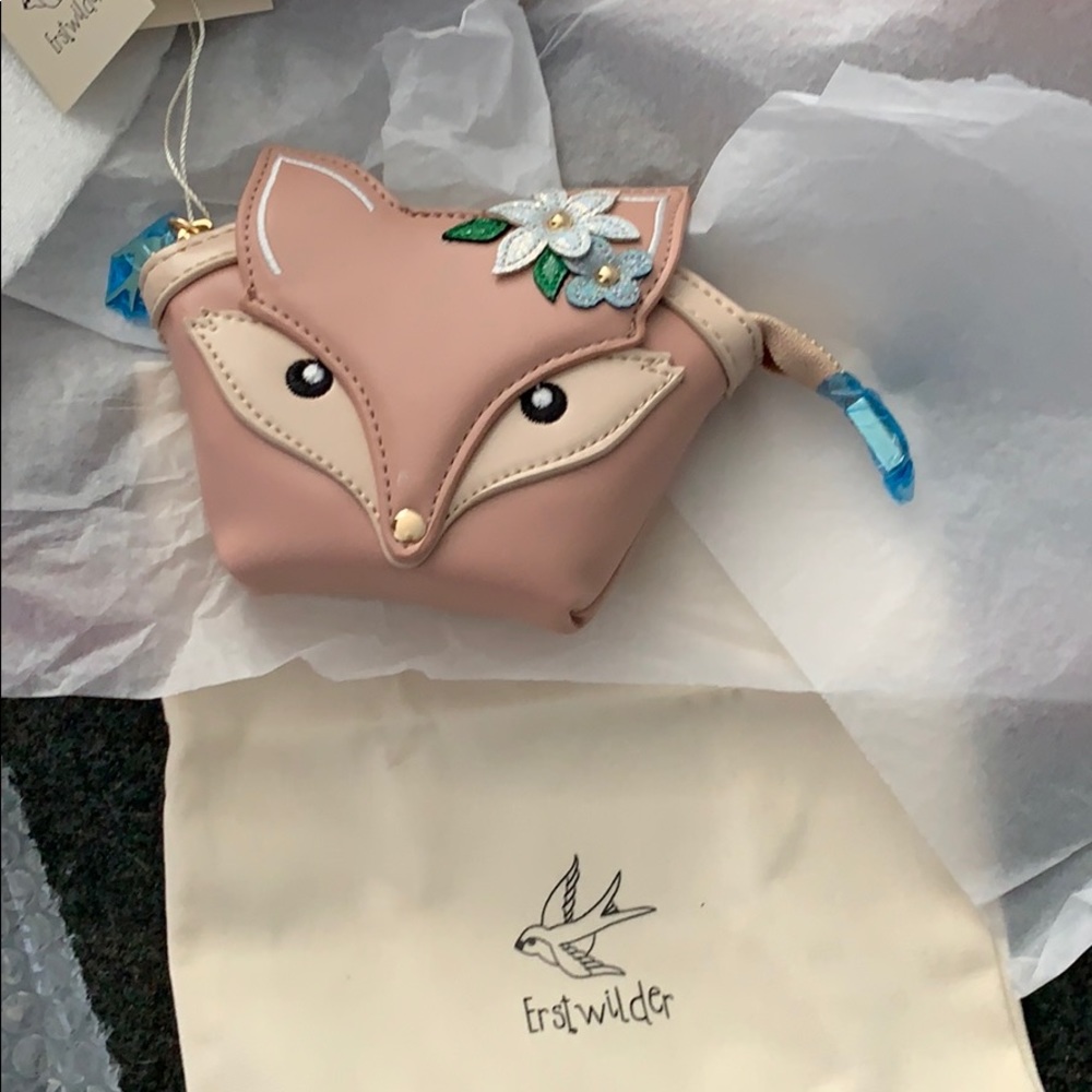 NWT Erstwilder FLORA FOX FACE COIN PURSE